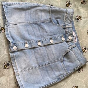 High rise jean skirt